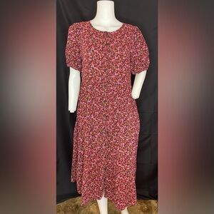 Floral Print Women's Dress size medium front button down